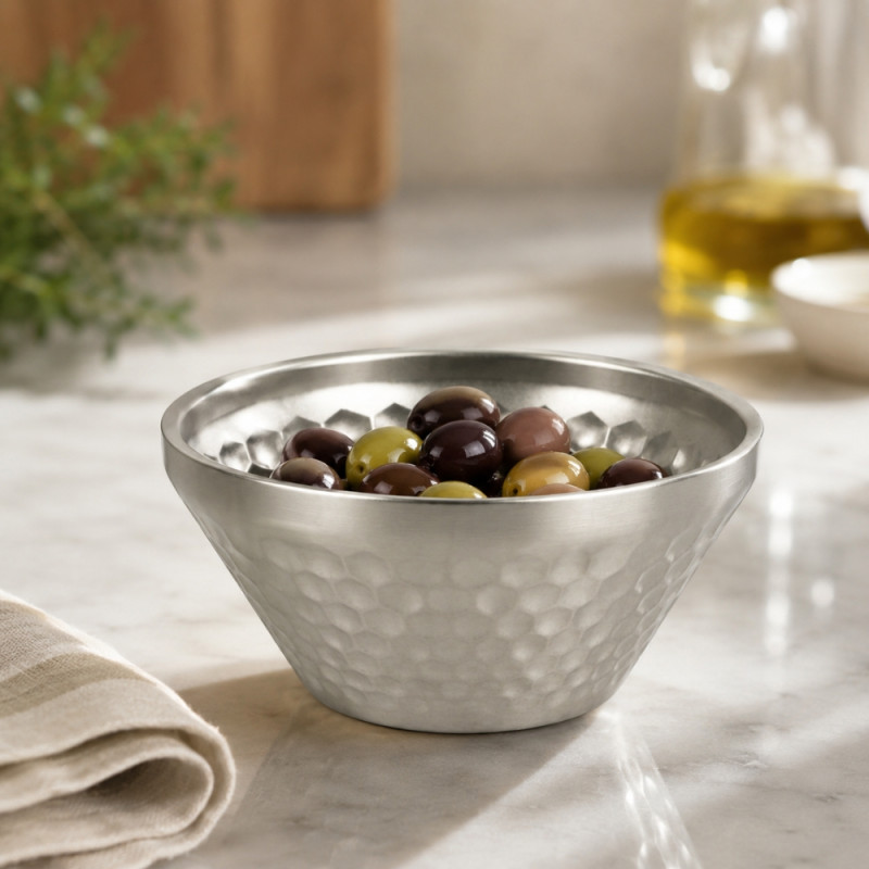 Elite Glow Serving Bowl Designed for Everyday Cooking &amp; Kitchen Excellence – Silver (W-13cm)