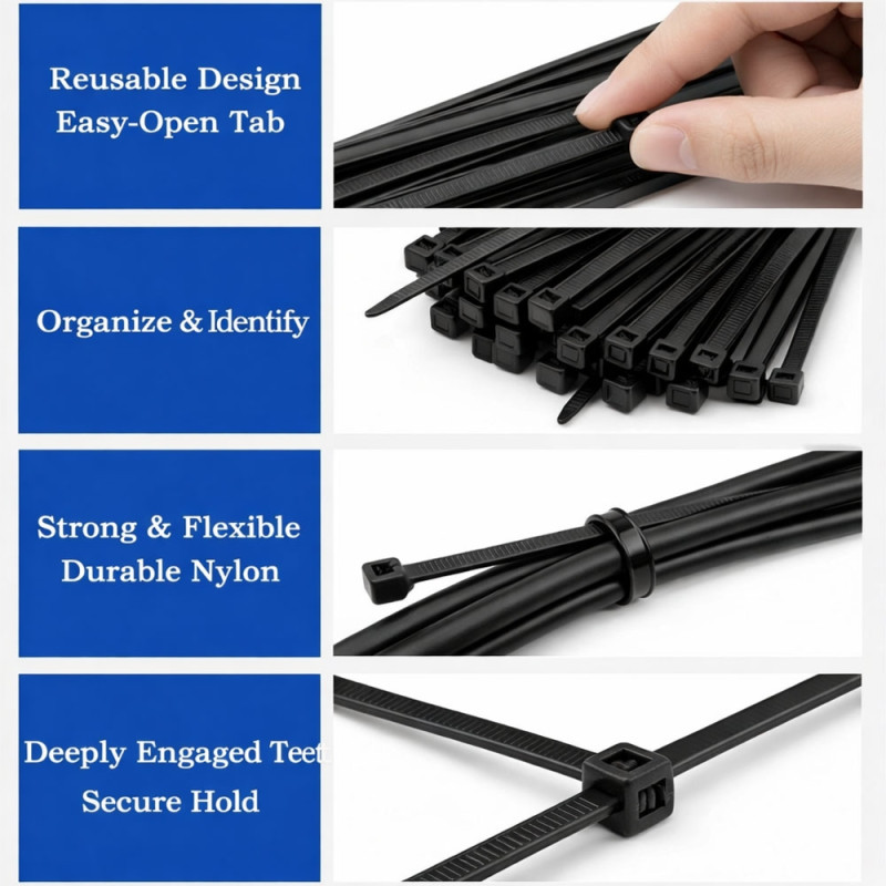Heavy-Duty Black Nylon Cable Ties – Black (15cm)