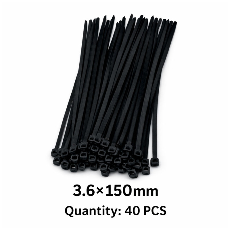 Heavy-Duty Black Nylon Cable Ties – Black (15cm)