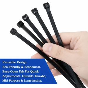 100-Piece Heavy-Duty Black Nylon Cable Ties – Black (150mm x 3.8mm)