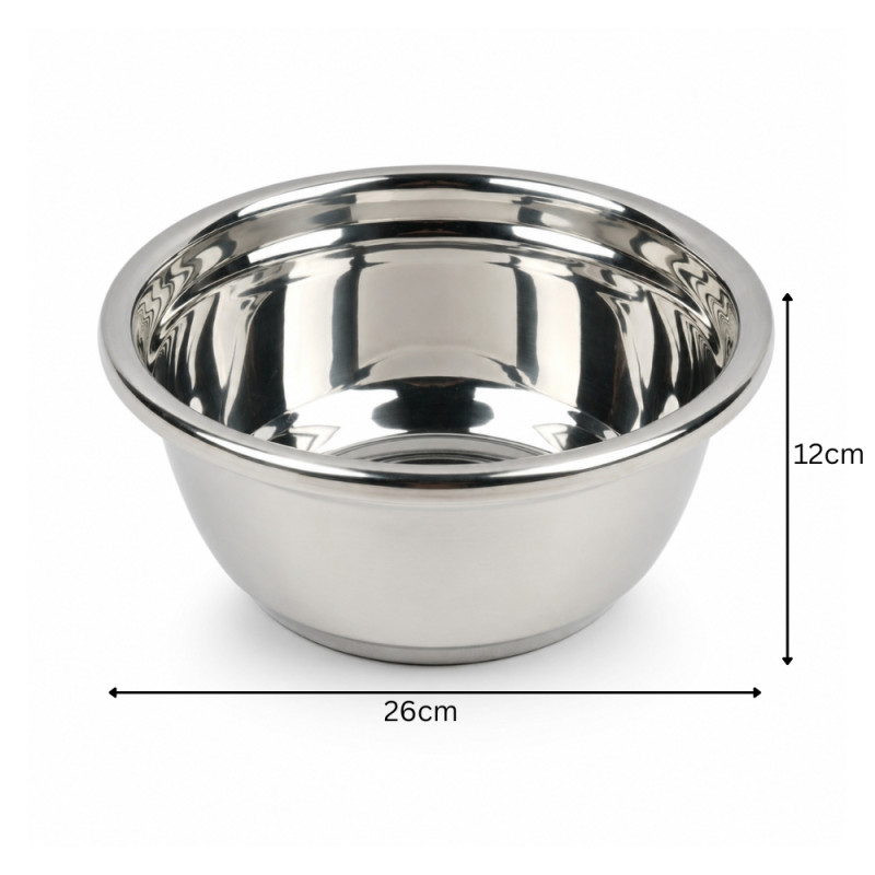 Modern Craft Kitchen Mixing Bowl Designed for Everyday Cooking &amp; Kitchen Excellence – Silver (H-12cm x W-26cm)