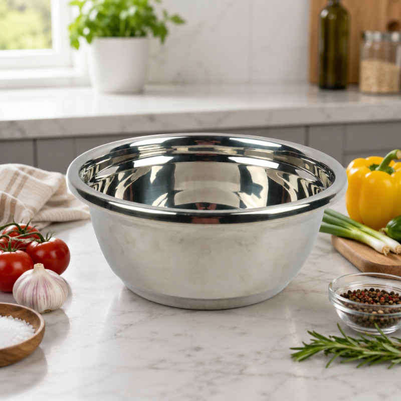 Modern Craft Kitchen Mixing Bowl Designed for Everyday Cooking &amp; Kitchen Excellence – Silver (H-12cm x W-26cm)