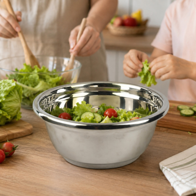 Refined Design Household Mixing Bowl Designed for Everyday Cooking & Kitchen Excellence – Silver (H-13cm X W- 32cm)