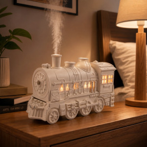 Professional Retro Steam Train Aroma Diffuser & Humidifier – Classic White (24cm) Professional Retro Steam Train Aroma Diffuser & Humidifier – Classic White (24cm)