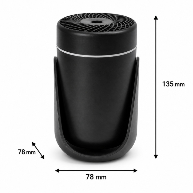 Black USB-Powered Mini Humidifier and Essential Oil Diffuser for Home or Office Desks – 135 x 78mm – Black