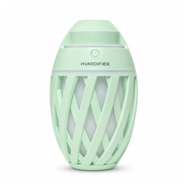 Generics olive-shaped USB ultrasonic portable air humidifier with colorful LED night light.; 150 x 90mm; Pale Green