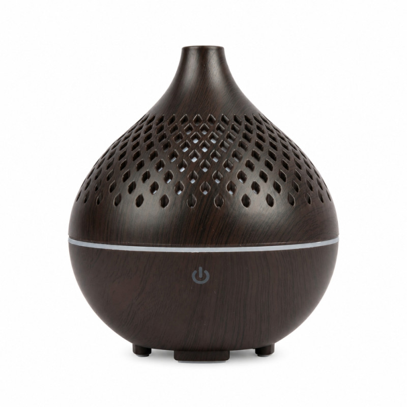 Professional Hollow Ultrasonic Aroma Diffuser & Air Humidifier – Dark Wood Grain (12.6cm)