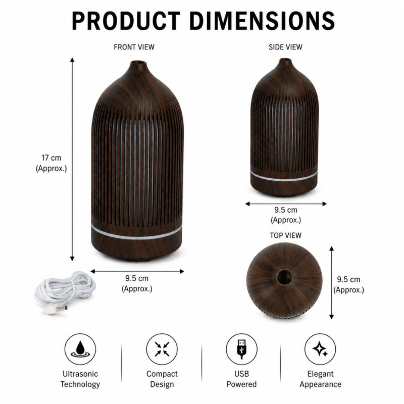 Essential Humidifier – Brown Premium Quality (17 x 9.5 cm)