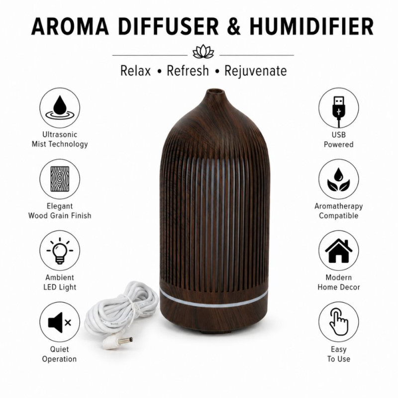 Essential Humidifier – Brown Premium Quality (17 x 9.5 cm)