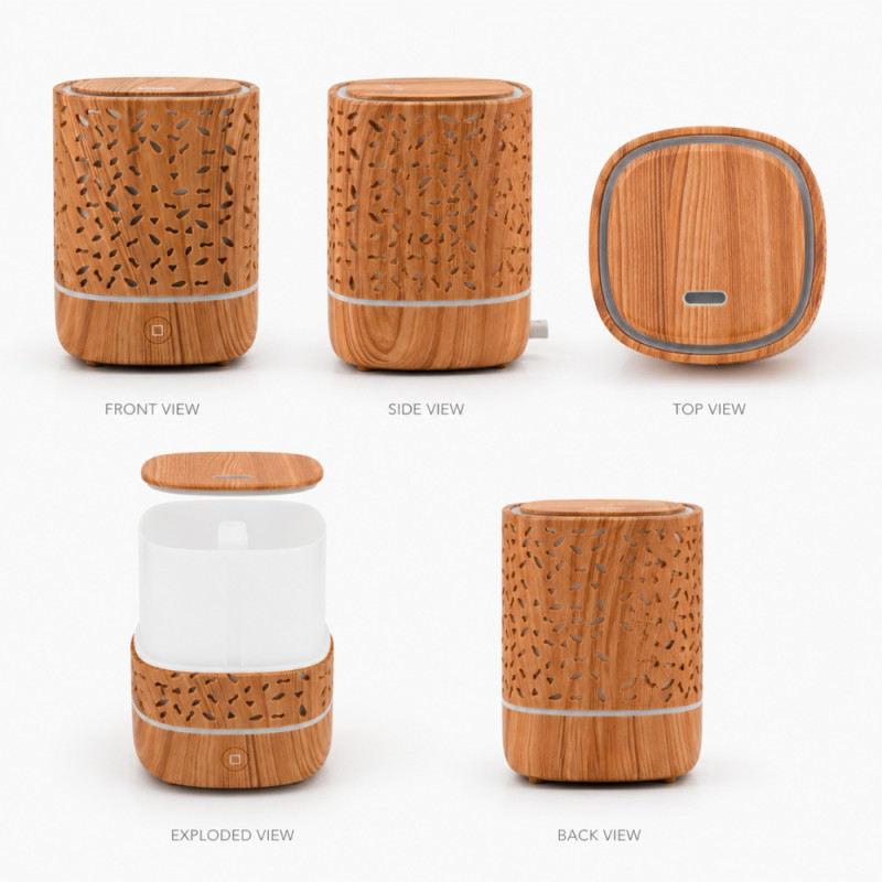Professional Hollow Wood-Grain Portable USB Aroma Diffuser & Humidifier (13cm)