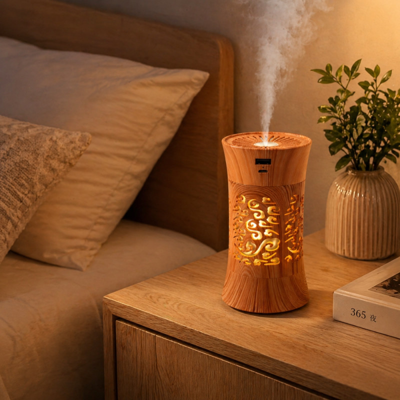 Professional Wood-Grain Small Waist Aroma Diffuser & Humidifier (16cm)