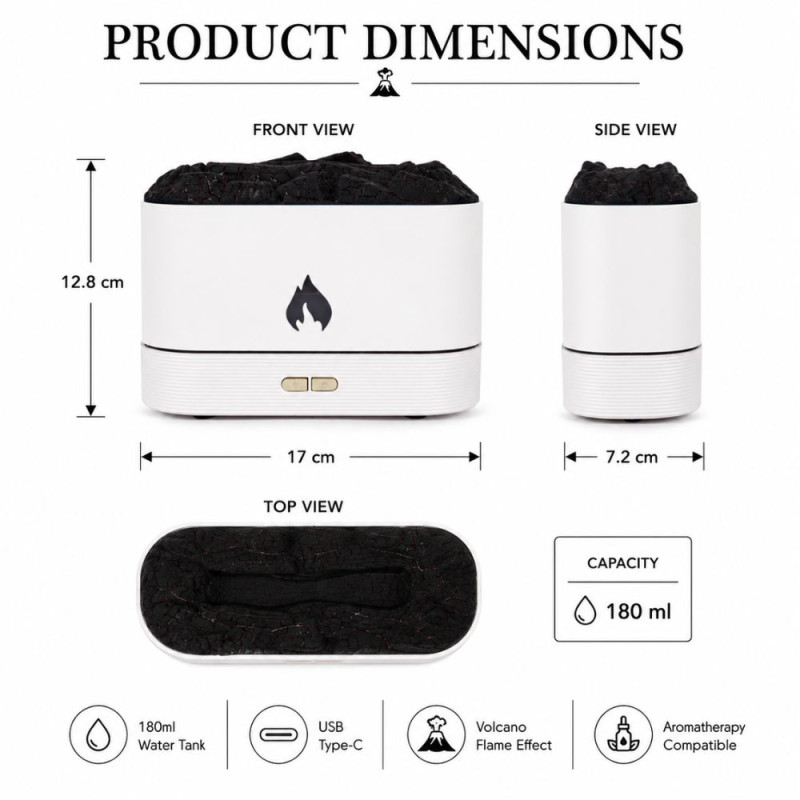 Elegant Humidifier – Black White Premium Quality (12.8 x 17 cm)