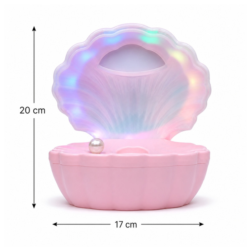 3-in-1 Multifunctional Pearl Shell Night Light with Bluetooth Speaker and Desktop Humidifier – 20 x 17cm – Pink