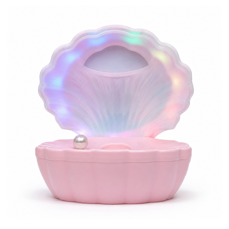 3-in-1 Multifunctional Pearl Shell Night Light with Bluetooth Speaker and Desktop Humidifier – 20 x 17cm – Pink