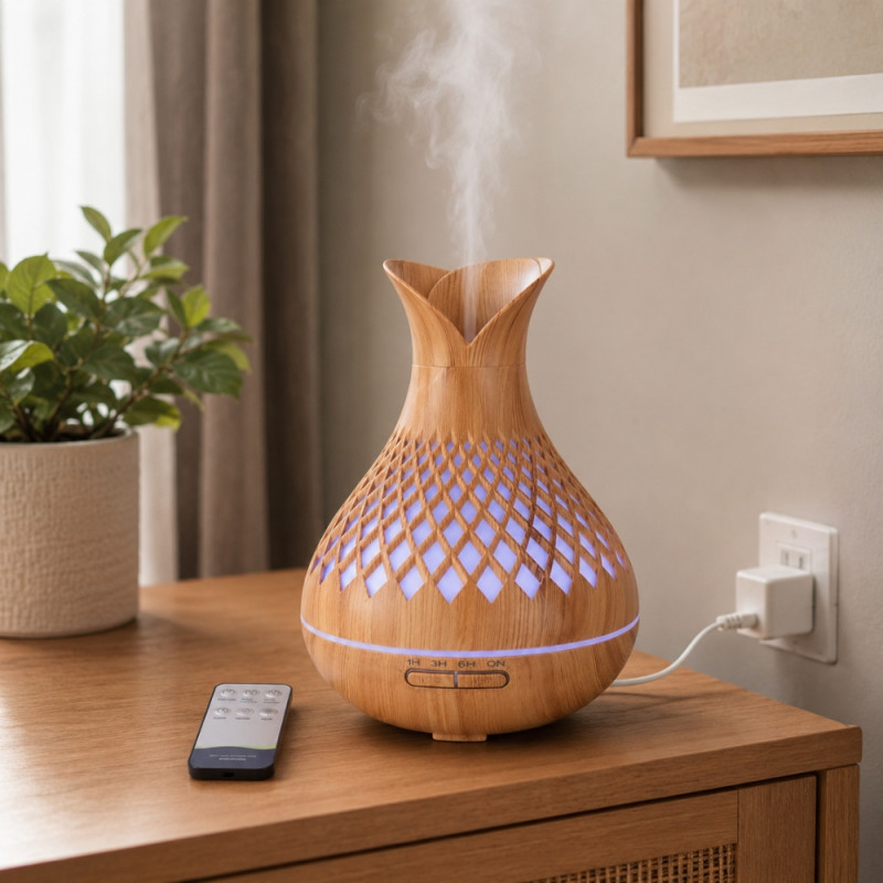 Forest Born Humidifier Designed for Fresh Air &amp; Healthy Living – Wooden (H-22cm)