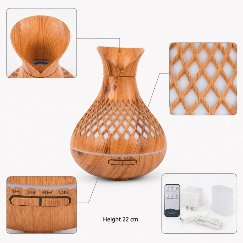Forest Born Humidifier Designed for Fresh Air &amp; Healthy Living – Wooden (H-22cm)
