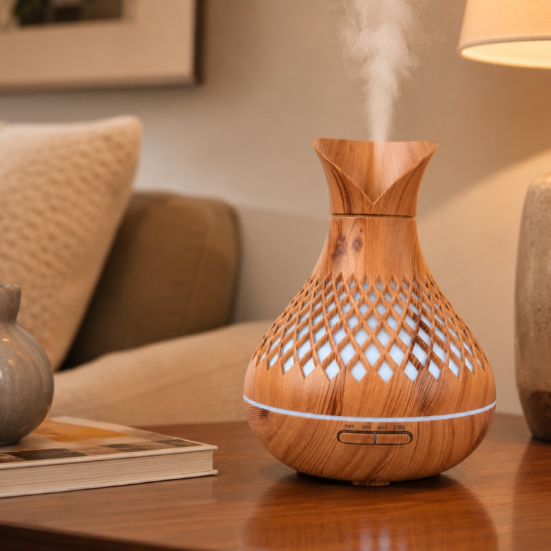 Forest Born Humidifier Designed for Fresh Air &amp; Healthy Living – Wooden (H-22cm)