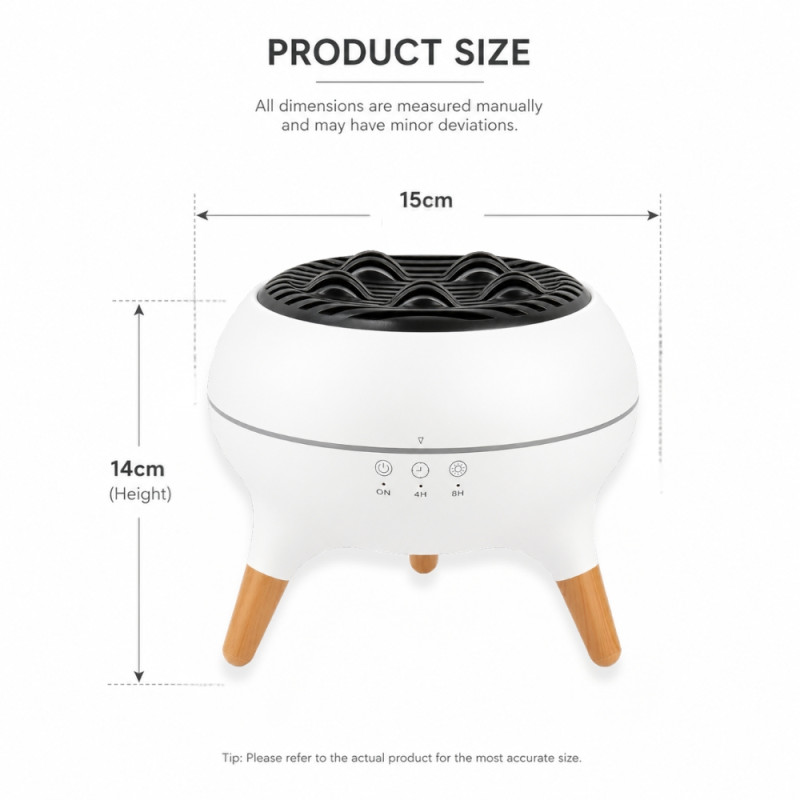 Professional Dynamic Jellyfish Aroma Diffuser & Humidifier – White & Wooden (15cm)