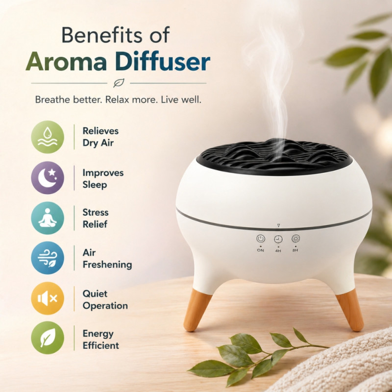 Professional Dynamic Jellyfish Aroma Diffuser & Humidifier – White & Wooden (15cm)