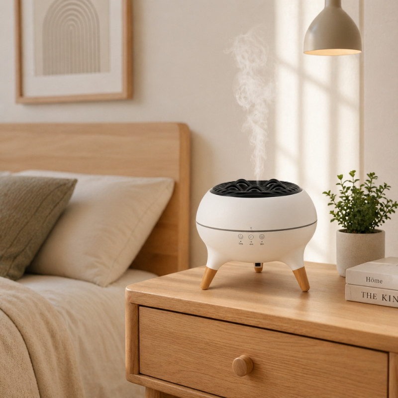 Professional Dynamic Jellyfish Aroma Diffuser & Humidifier – White & Wooden (15cm)