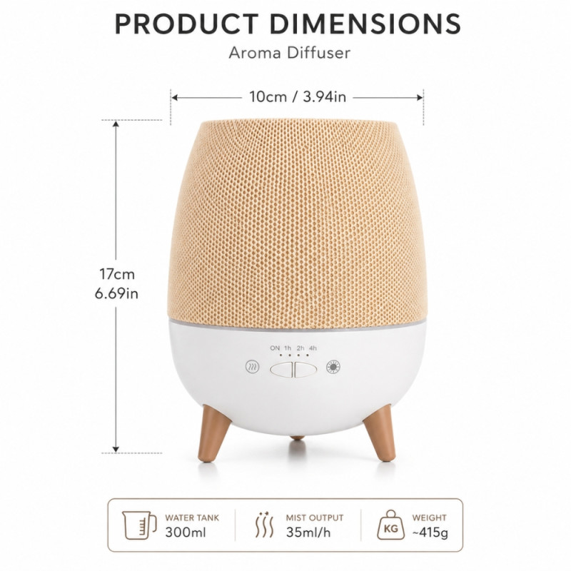 Professional Modern Ultrasonic Aromatherapy Diffuser & Humidifier – Cream & White (17cm)