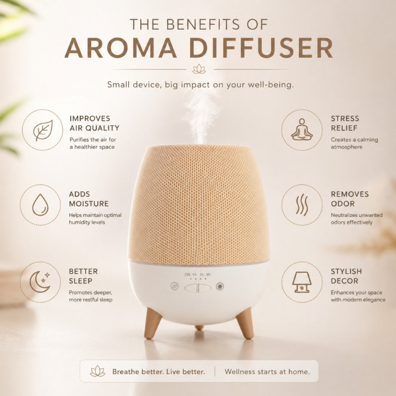 Professional Modern Ultrasonic Aromatherapy Diffuser & Humidifier – Cream & White (17cm)