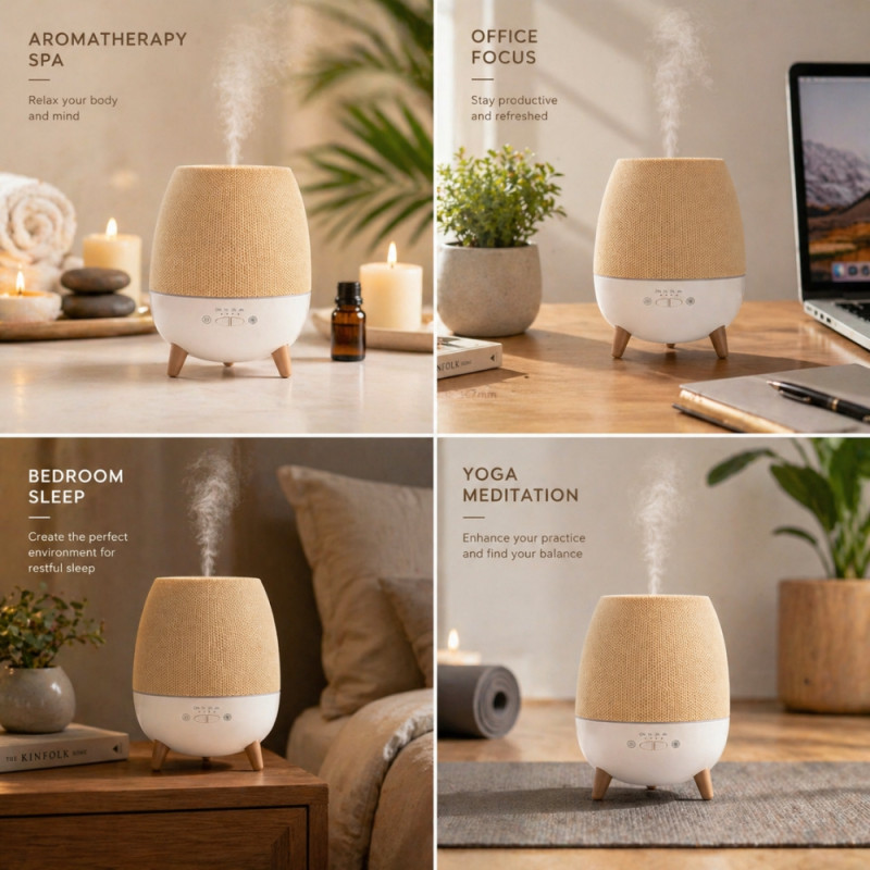 Professional Modern Ultrasonic Aromatherapy Diffuser & Humidifier – Cream & White (17cm)