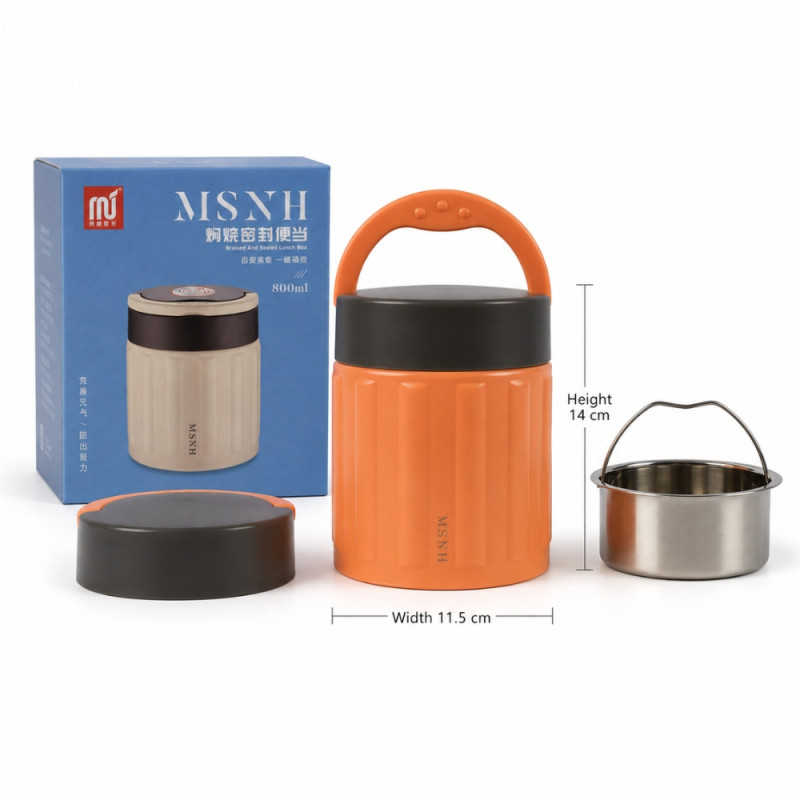 Citrus Fresh Insulated Lunch Box Designed for Meal Prep & On-the-Go Dining – Orange (H-14cm X W-11.5cm)
