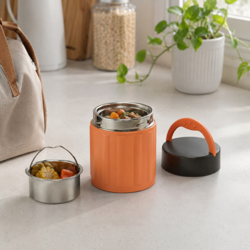 Citrus Fresh Insulated Lunch Box Designed for Meal Prep & On-the-Go Dining – Orange (H-14cm X W-11.5cm)
