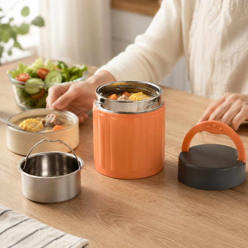 Citrus Fresh Insulated Lunch Box Designed for Meal Prep & On-the-Go Dining – Orange (H-14cm X W-11.5cm)
