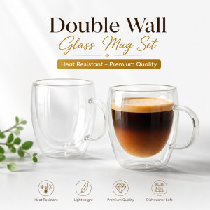 Professional Heat-Resistant Double-Wall Glass Coffee Mug – Transparent (8cm)