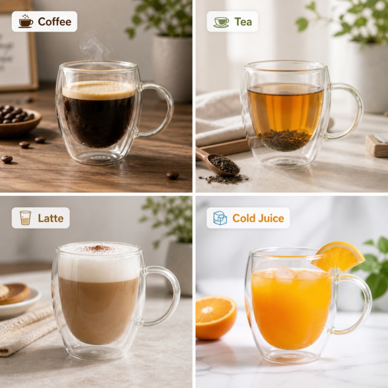 Professional Heat-Resistant Double-Wall Glass Coffee Mug – Transparent (8cm)