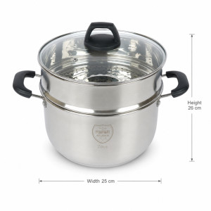 Stainless Steel Steamer Pot (26 x 25 cm) – Silver