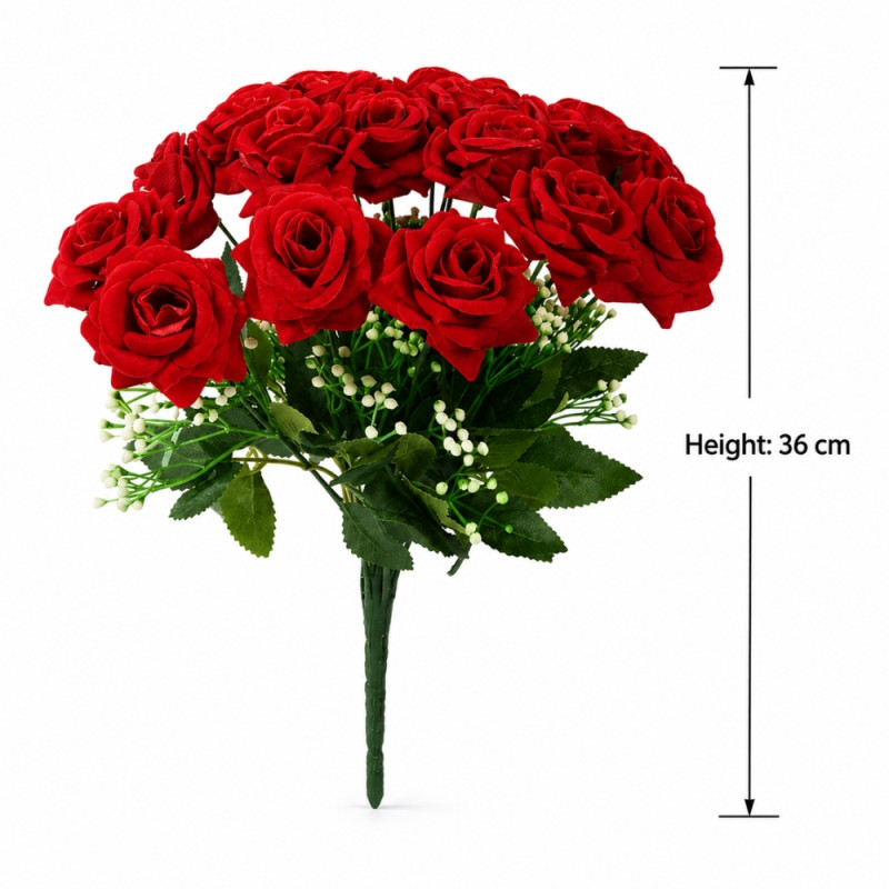 Elegant Red Artificial Flower Bouquet – Large