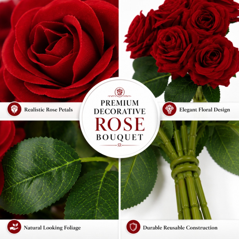 Superior Artificial Flower – Red Premium Quality (25cm)