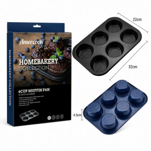 Deluxe Joy Muffin Tin Designed for Everyday Cooking &amp; Kitchen Excellence – Black (H-4.5cm x W- 32cm L-22cm)