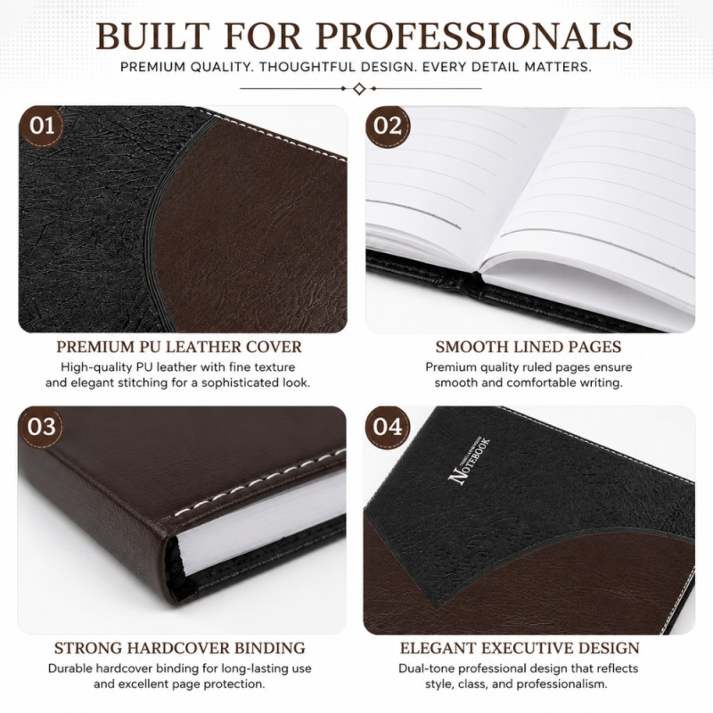 Elegant notebook – Black Premium Quality (26 x 19 cm)