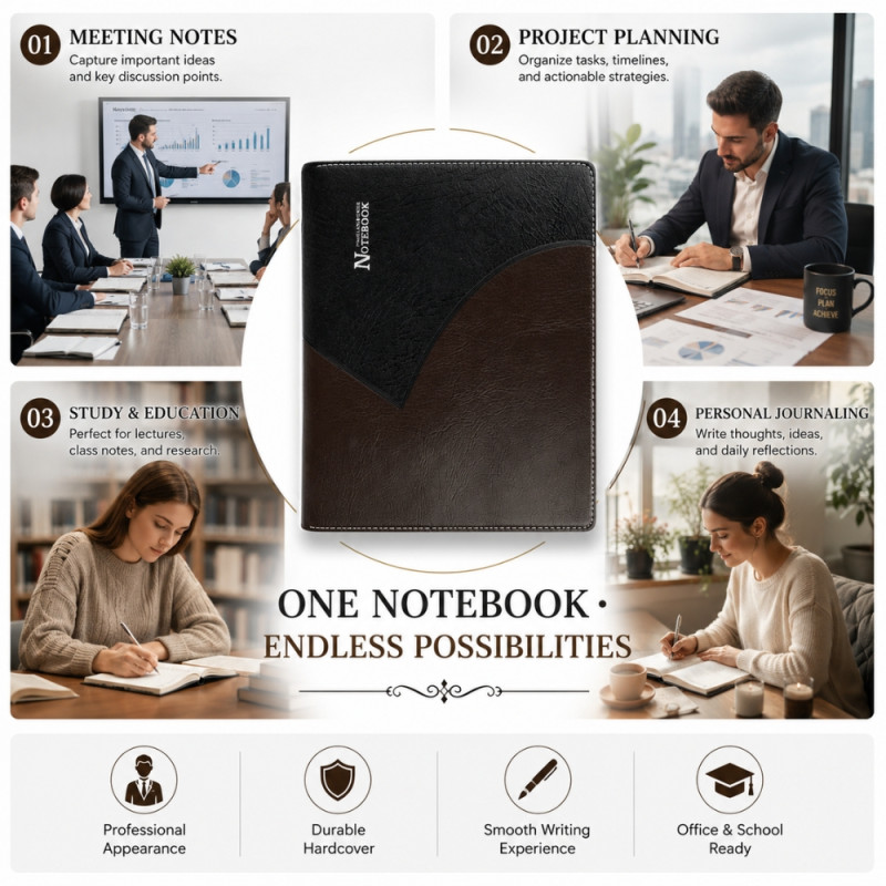 Elegant notebook – Black Premium Quality (26 x 19 cm)