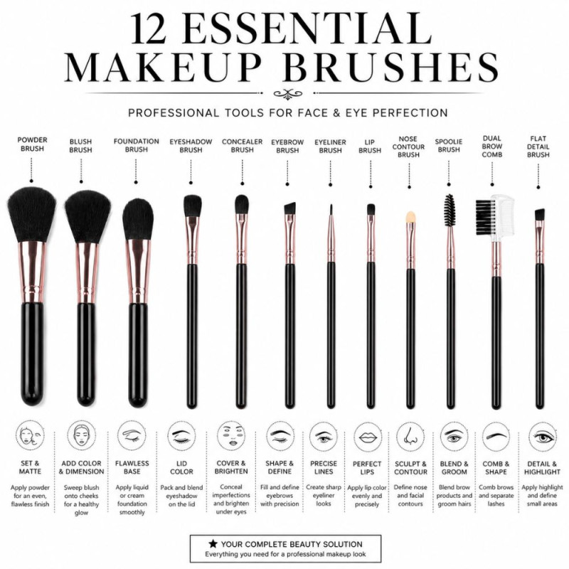 Stylish MAKEUP BRUSH – Black Pink Premium Quality (15x14 x12-13 cm)