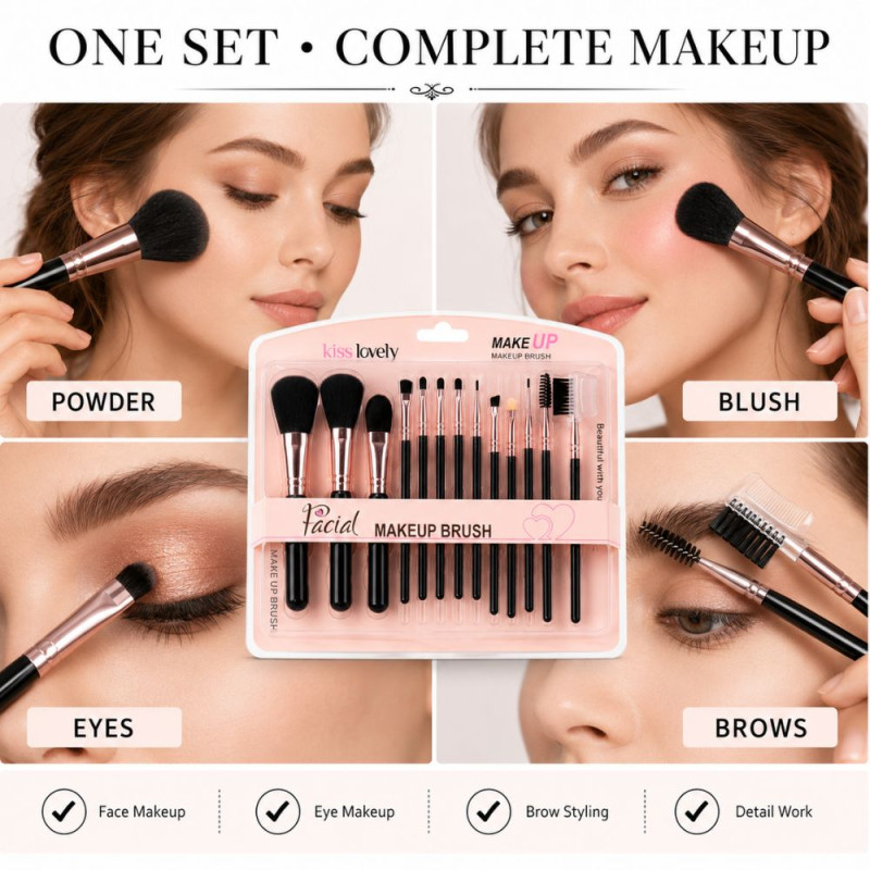 Stylish MAKEUP BRUSH – Black Pink Premium Quality (15x14 x12-13 cm)