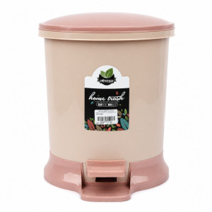 Professional Plastic Pedal Trash Bin – Beige & Salmon Dual-Tone (27cm)