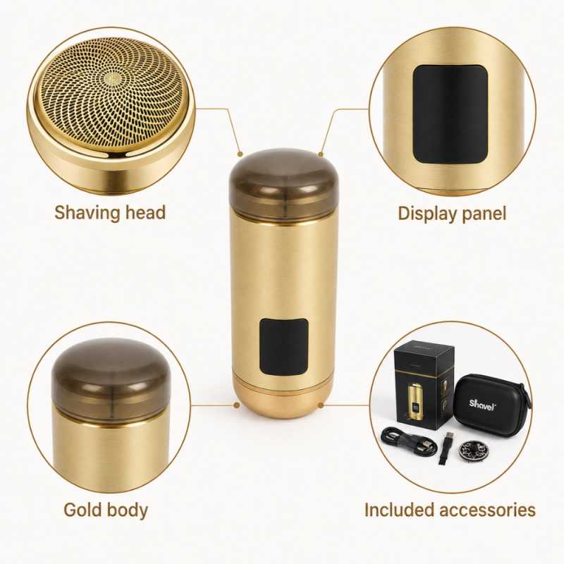 Premium Gold Travel Shaver Kit