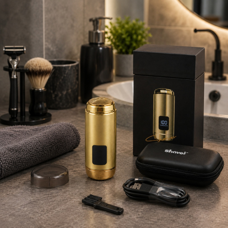 Premium Gold Travel Shaver Kit