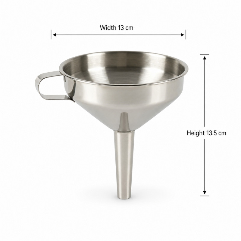 Smooth Finish Funnel Designed for Everyday Cooking & Kitchen Excellence – Silver (H-13.5cm x W-13cm)