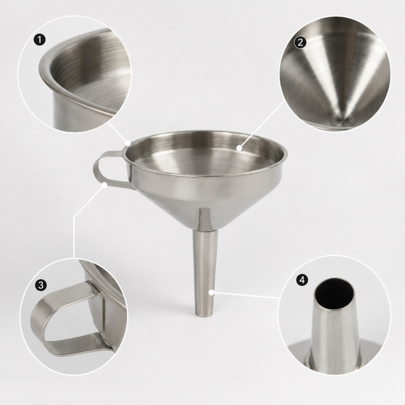 Smooth Finish Funnel Designed for Everyday Cooking & Kitchen Excellence – Silver (H-13.5cm x W-13cm)