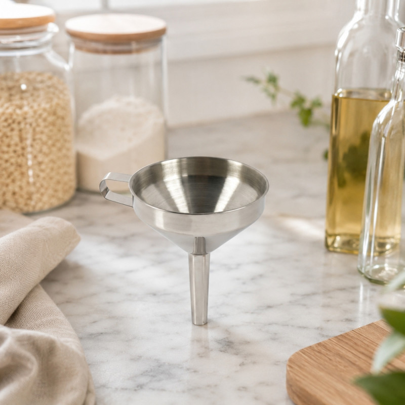 Smooth Finish Funnel Designed for Everyday Cooking & Kitchen Excellence – Silver (H-13.5cm x W-13cm)