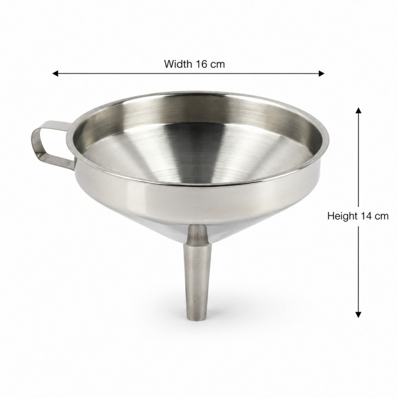 Bright Make Funnel Designed for Everyday Cooking & Kitchen Excellence – Silver (H-14cm x W-16cm)