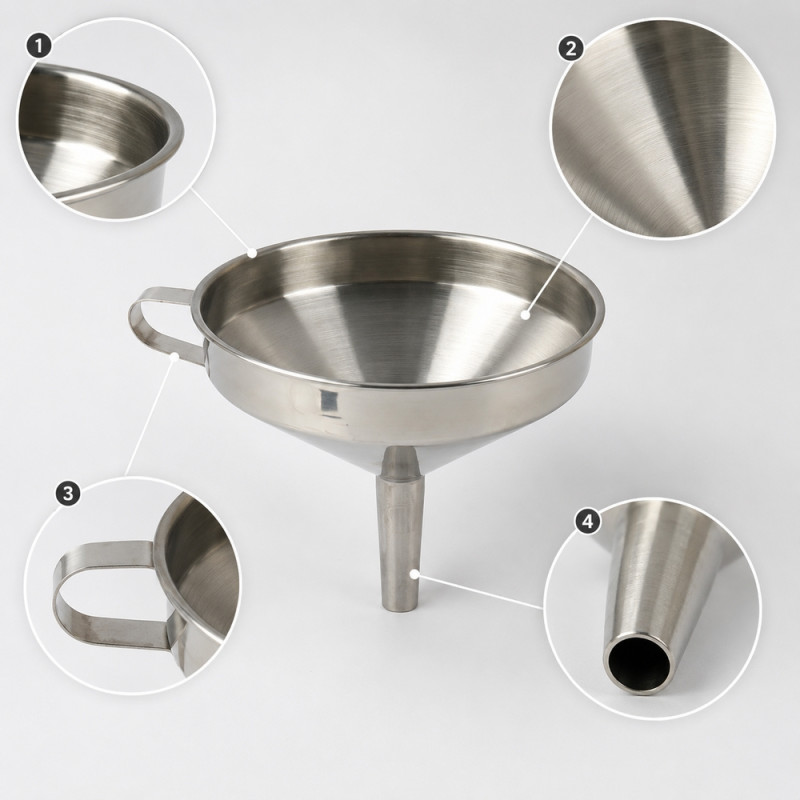 Bright Make Funnel Designed for Everyday Cooking & Kitchen Excellence – Silver (H-14cm x W-16cm)