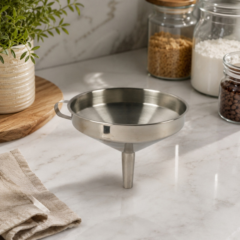 Bright Make Funnel Designed for Everyday Cooking & Kitchen Excellence – Silver (H-14cm x W-16cm)