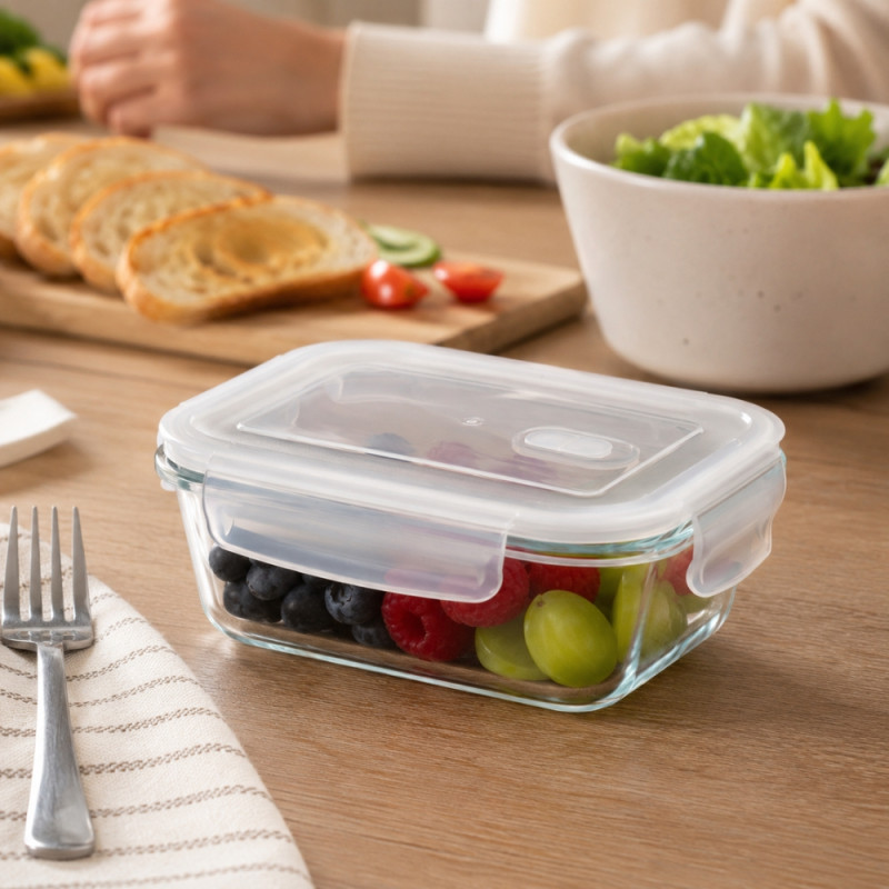Soft Hold Lunch Box Designed for Meal Prep &amp; On-the-Go Dining – Transparent (H-5.5 X W-14cm X L-10cm)